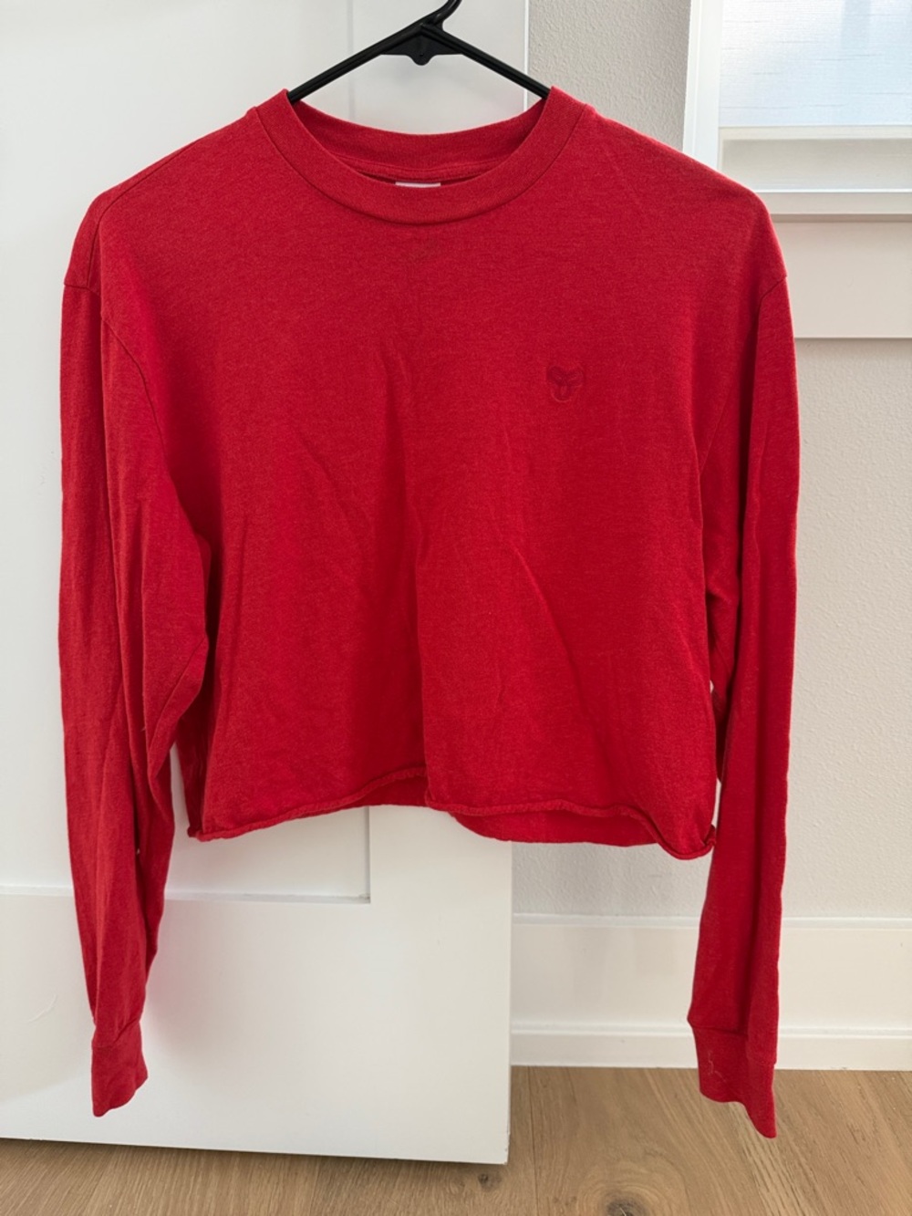 Cropped Red Long Sleeve Shirt